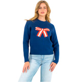 Navy & Orange Super Soft Gigi Bow Sweater