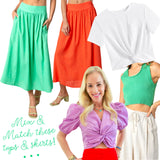 Seafoam Green Linen Montage Skirt w/Pockets