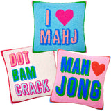 Mahjong Wool Hook Pillows w/ Velvet Back