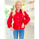 Holiday Red Tweed Mary Jacket