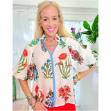 Vibrant Floral Puff Sleeve Dora Top