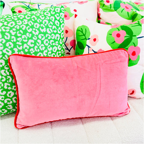 Pink & Cherry Luxe Silk Velvet Lumbar Pillow