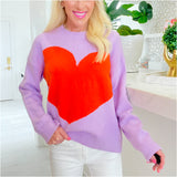 Lilac & Orange Heart Sweater