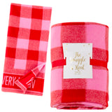 Pink & Red “Very Merry” Cozy Throw Blanket