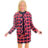 Navy & Red Boucle Tweed Soraya Jacket & Skirt (sold separately)