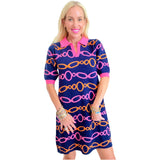 Navy Pink & Orange Knit Knowles Dress