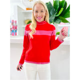 Pink & Red Mock Neck Betty Sweater