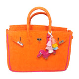 16” Orange + Pink Trim Terry Seychelles Tote w/ Removable Tassel