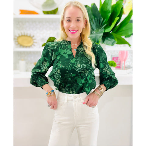 Green Ruffle Woodland Top