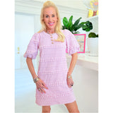 Pink Textured Gold Button Braydon Dress