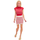 Red & Ivory Stripe Knit Jacks Skirt