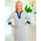 Soft Jersey Knit Navy Sailor Stripe Jones Dress