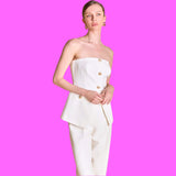 Ivory Gold Button Lindy Pant Set (sold separately)