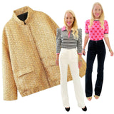 Metallic Gold Tweed Asha Jacket w/ Black Satin Cuff Contrast