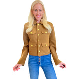 Gold Button Pointed Wool Astor Jacket