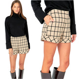 Black & Tan Metallic Tweed Mella Shorts