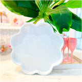14” Cloud White High Gloss Lacquered Scalloped Tray