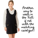 Black Knit Gold Button Alice Dress