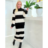 Black & Ivory Wool Blend Dasha Dress