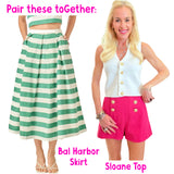 Green & Ivory Textured Bal Harbor Skirt with Pockets