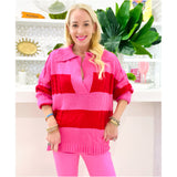 Pink & Red Collared Britton Sweater