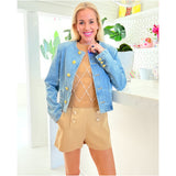 Gold Button Spring Weight Medium Wash Denim Miriam Jacket