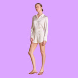 White Tweed Gold Button Jackie Shorts