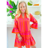 Pink & Orange Woven Cotton Maya Dress