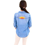 Embroidered Denim Hello Sunshine Top