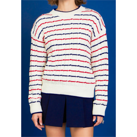 Ivory Stripe Soft Wool Blend Vicky Sweater