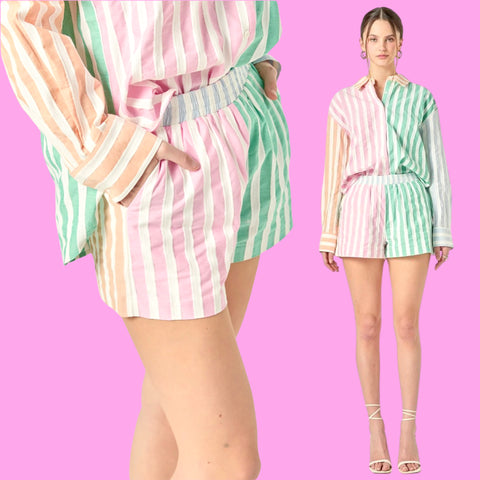 Cotton Textured Stripe Fran Short Set (sold separately)