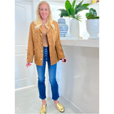 Suede Kiels Skort & Jacket with Gold Button Detail (sold separately)