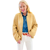 Metallic Gold Tweed Asha Jacket w/ Black Satin Cuff Contrast