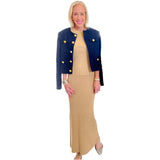 Gold Button Navy Tweed Clementine Dress & Jacket (sold separately)