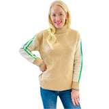 Camel & Kelly Mock Neck Cheval Sweater