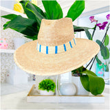 Palm Frond Blue Stripe Suzy Hat, Handmade in Guatemala