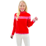 Pink & Red Mock Neck Betty Sweater