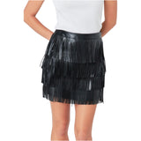 Black Fringe Leather Tango Skirt