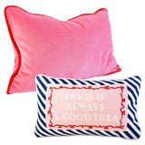 Pink & Cherry Luxe Silk Velvet Lumbar Pillow