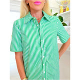 Green Stripe with Gingham Trim Cotton Molline Dress