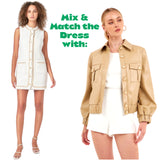 Beige Butter Soft Leather & Gold Button Cruise Jacket