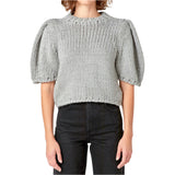 Grey Puff Sleeve Atta Sweater