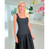 Black Drop Waist Mallory Dress w/ Pockets