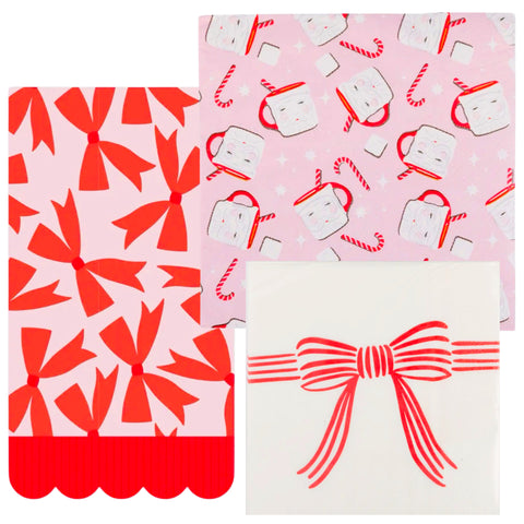 Pink Holiday Cocktail & Dinner Napkins