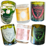 Recycled Dom, Cristal, Moet & Perrier Jouet Bottles into Hand Poured Candles