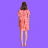 Pink Orange Pleated Back Cotton Trapman Dress