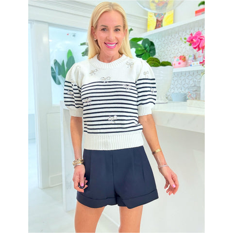 Navy Woven Jillian Shorts