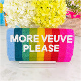 Hand Beaded Metallic Rainbow Veuve Bag with Optional Shoulder Chain