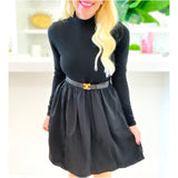 Black Mix Media Astor Dress w/ Pockets