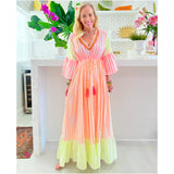 Beaded Neckline Neon Cotton Maui Dress